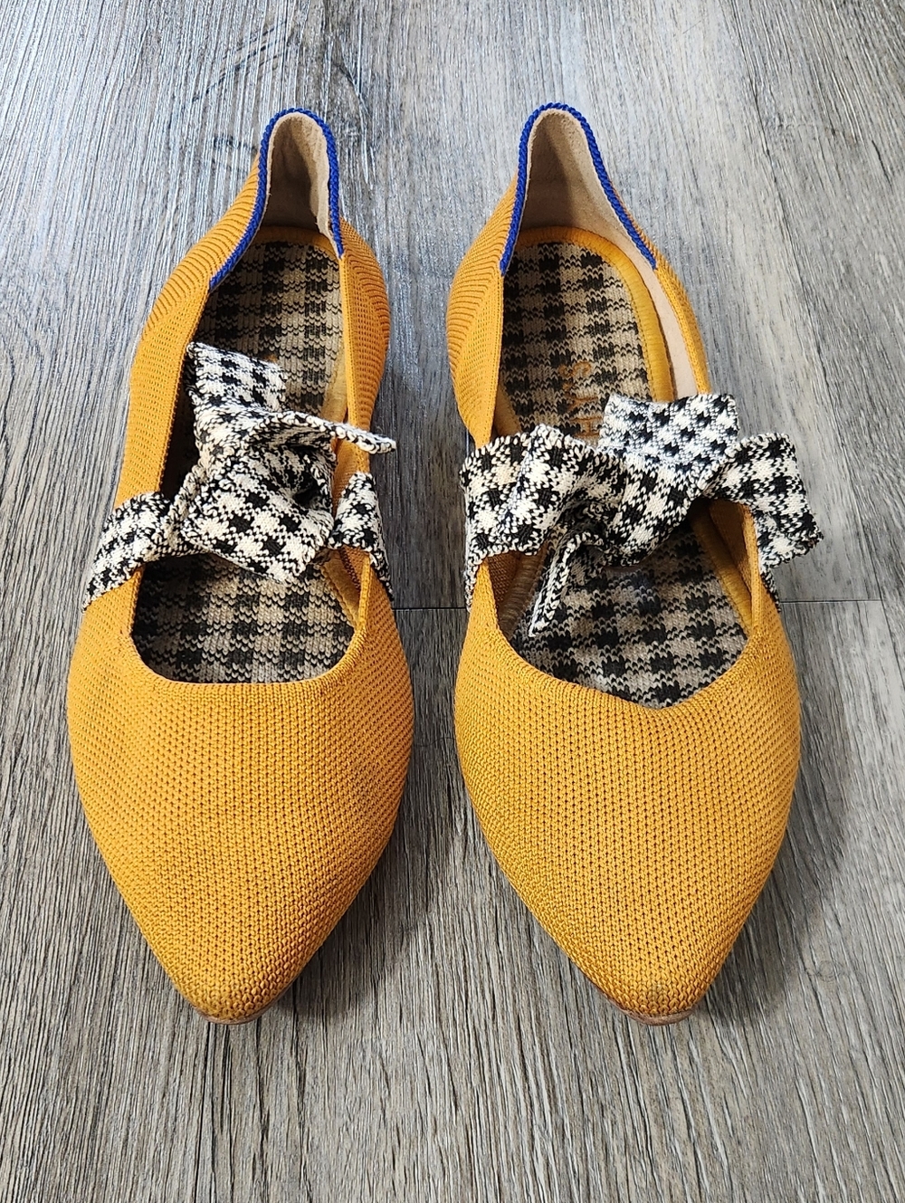 Rothys Golden Gingham Mary Jane Pointed Toe Flat - Picture 3 of 12